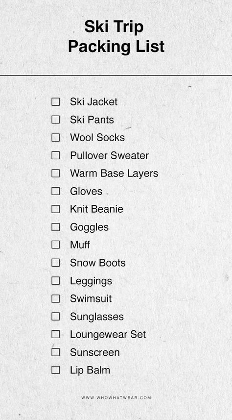 The Ultimate Ski Trip Packing List: 15 Essentials to Bring | Who What Wear UK What To Bring On A Ski Trip, One Week Ski Trip Packing List, Travel Essentials Winter, Snow Essentials, Packing For France, Tahoe Outfits, Ski Packing List, Ski Packing, Trip Supplies