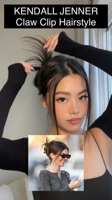 Kylie Jenner Claw Clip, Y2k Claw Clip Hairstyle Tutorial, Kendall Jenner Claw Clip, Claw Clip Hair Tutorial, Nyc Hair Salon, 2000s Hairstyles, Claw Clip Hair, Messy Bun Tutorial, Kyle Jenner