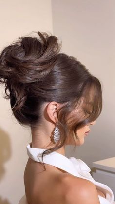 Zendaya Updo Hairstyles, Updo Hairstyles For Prom Short Hair, Hair Styles Prom Short, Wedding Updos Short Hair, Loose Curled Updo, Hair Upstyles Prom, Bridesmaid Hair Long Updo, Sleek High Updo Wedding, Hair Up Formal