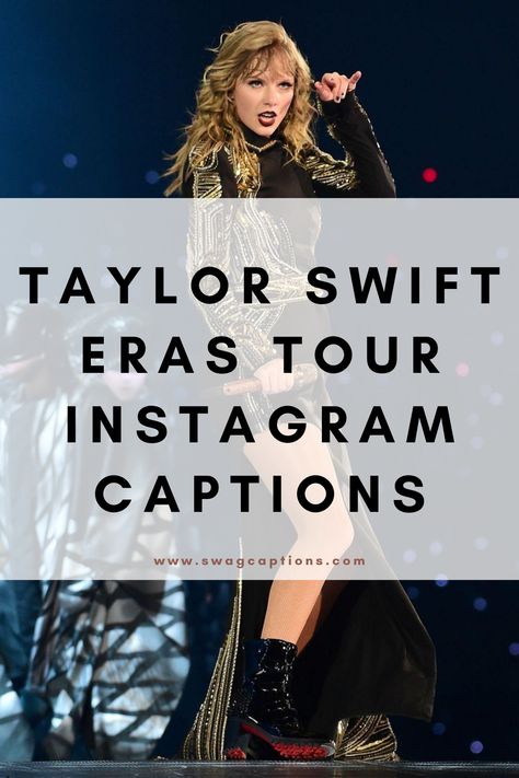 Discover the ultimate guide to Taylor Swift's iconic eras! Get ready to slay your Instagram game with these epic tour captions. From 'Fearless' to 'Reputation' and beyond, find the perfect words to match your mood. Swipe right for the best Taylor Swift-inspired captions that'll make your pics shine like a 'Lover' in the spotlight. #TaylorSwift #InstagramCaptions #SwiftieLife #ErasTour #SocialMediaTips Taylor Swift Hashtags, Taylor Swift Reputation Era Quotes, Eras Tour Captions Taylor Swift, Taylor Swift Eras Tour Quotes, Taylor Swift Concert Captions Instagram, Taylor Swift Photo Captions, Taylor Swift Lyrics Birthday Captions, Taylor Swift Selfie Captions, Quotes Taylor Swift Inspirational