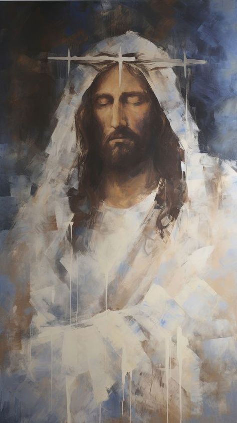 Acrylic paint of Jesus portrait painting art. | free image by rawpixel.com Jesus Painting Wallpaper, Jesus Acrylic Painting, Background Jesus, Jesus Cross Wallpaper, Jesus Portrait, Cross Wallpaper, Jesus Wallpaper, About Jesus, Jesus Painting