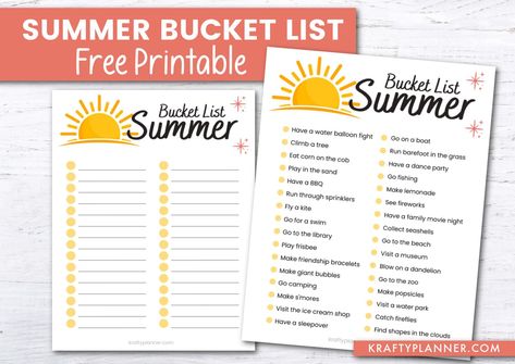 Ultimate Summer Bucket List, Bucket List Printable, To Do Checklist, Summer Printables, Summer Things, Fun Summer Activities, Chore Chart Kids, Summer Bucket List, List Printable