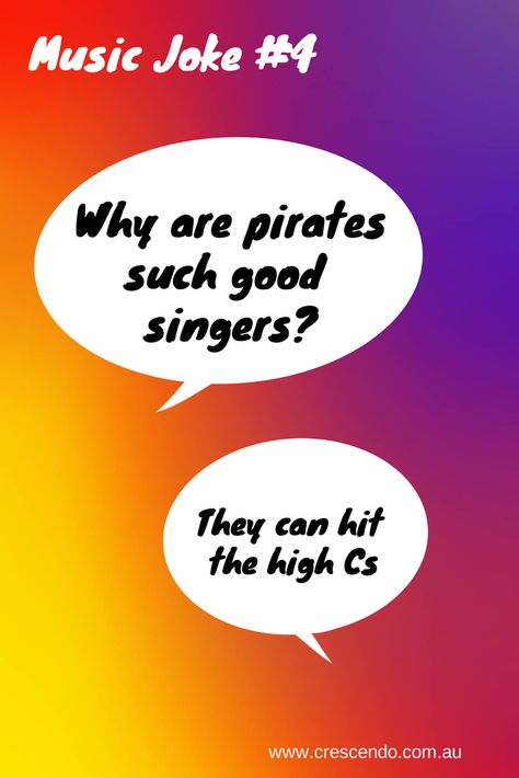 Crescendo Music Education Choir Humor, Pirate Jokes, Musical Jokes, Music Puns, Band Jokes, Music Jokes, Music Nerd, Band Nerd, Music Appreciation