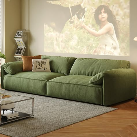 You'll love the Jenni Dwelstone TM739964533404JD&Color Pillow Top Arm Modular Sofa at Wayfair - Great Deals on all products with Free Shipping on most stuff, even the big stuff. Low Back Couch Living Rooms, Mcm Living Room Green Couch, One Arm Couch, Comfy Green Sofa, Cool Apartment Furniture, Dream Couch Living Room, Colorful Sectional Sofa, Vintage Modular Sofa, Sits Sofa