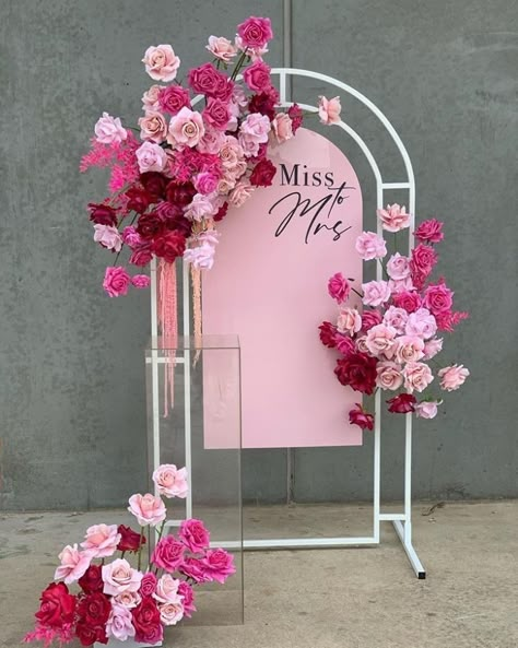 Fuschia Wedding, Bridal Shower Inspo, Bridal Shower Backdrop, Bridal Shower Inspiration, Birthday Party Theme Decorations, Welcome Signs, Pink Bridal Shower, Bridal Shower Brunch, Bridal Shower Signs