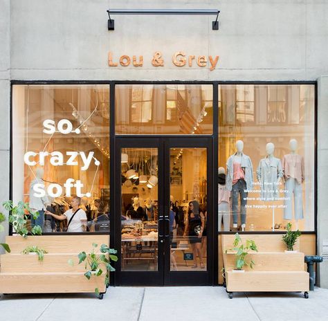 inside lou & grey’s “so.crazy.soft” shop Shop Exterior Store Fronts, Exterior Store Fronts, Boutique Store Front, Bloxburg City, Architecture Art Nouveau, Shop Exterior, Retail Facade, Shop Facade, Clothing Store Interior