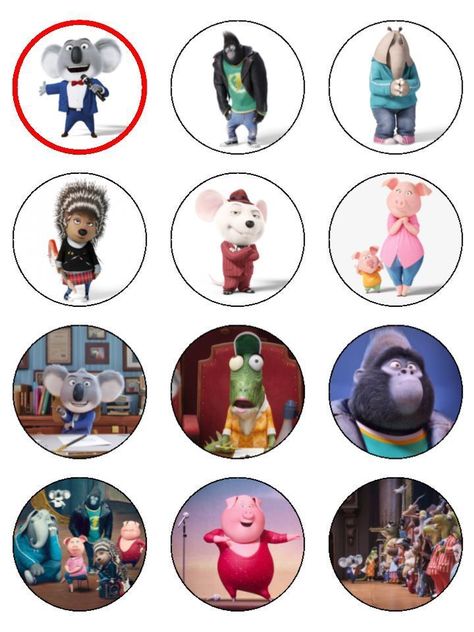 Sing Movie Party Ideas, Sing 2 Birthday Party, Sing Movie Characters, Sing Party, Design Booklet, Birthday Cake Decorations, Music Cookies, Sing Movie, Movie Crafts