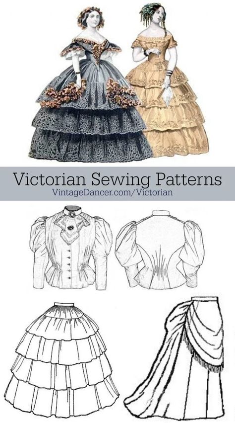 Victorian Style Outfits, Victorian Sewing Patterns, Victorian Dress Pattern, Victorian Style Clothing, Victorian Sewing, Costume Carnaval, Dress Sewing Patterns Free, Victorian Fashion Dresses, Victorian Gown