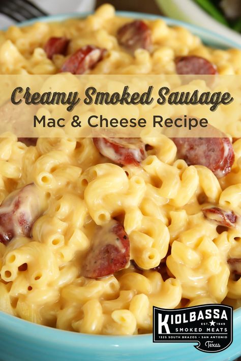 Mac And Cheese And Sausage Recipe, Macaroni And Cheese With Sausage, Kielbasa And Mac And Cheese, Smoked Sausage And Mac And Cheese, Sausage Macaroni And Cheese, Easy Meals With Smoked Sausage, Macaroni And Sausage Recipes, Smoked Sausage And Bacon Recipes, Smoked Sausage Dishes