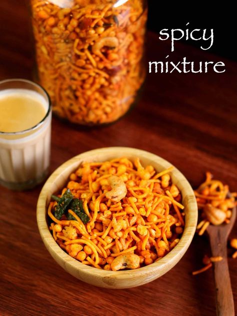 mixture recipe | south indian mixture recipe | spicy kerala mixture Indian Namkeen, Mixture Recipe, South Indian Snacks, Jain Recipes, Diwali Snacks, Spicy Snacks Recipes, Snacks Appetizers, Diwali Food, Kerala Food