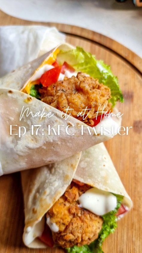 HERE'S HOW TO MAKE IT ⤵️ ⠀⠀⠀⠀⠀⠀⠀⠀⠀ Make it at Home Episode 17 - KFC Twister 🌯 Recipe Sauce 1/2 cup mayonnaise 2 tbsp lemon juice 1 tsp… | Instagram Kfc Wrap, Kfc Twister, Chicken Popcorn Recipe, Twister Recipe, Tortilla Wrap Recipe, Easy Chicken Wrap, Recipe Tortilla, Fried Chicken Kfc, Kfc Fried Chicken