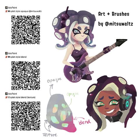 Splatoon Hair Styles, Splatoon Art Style Tutorial, Splatoon Color Palette, Splatoon Brush Ibis Paint, Splatoon Art Style, Splatoon Artstyle, Brushes Ibispaint, Ibis Brush, Ibispaint Brush