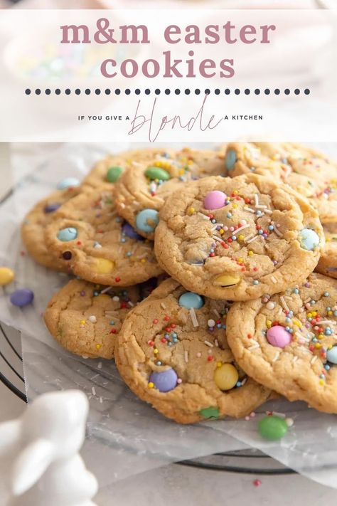 If you want a super easy cookie for spring, then try this delicious recipe. Made with a chocolate chip cookie base, these Easter M&M cookies are full of festive spring fun! They are soft, chewy and super easy to make. You can even make the cookies ahead of time for quick holiday prep! Easter Chocolate Chip Cookies, Easter Cookie Recipes, Baking Store, Spring Treats, M M Cookies, Chewy Cookies, Dessert Recipies, Easter Desserts Recipes, Cookie Spread