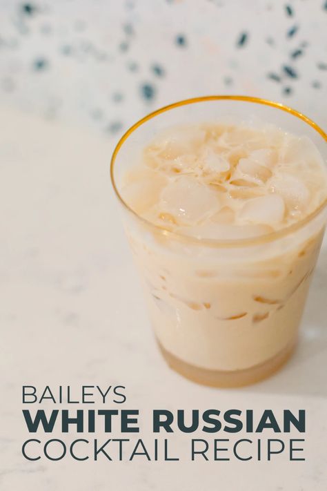 Mix up something a little different and try a Baileys White Russian cocktail! A perfect twist on a classic White Russian. Love this cocktail for cozy nights at home throughout the fall and winter. It's a vodka cocktail that's very easy to make and extremely drinkable. Great for parties, holidays, Thanksgiving, and Christmas! Amaretto White Russian, Easy White Russian Recipe, Baileys White Russian, White Russian Cocktail Recipes, Baileys Recipes Drinks Cocktails, Russian Cocktails, Winter Vodka Cocktails, Baileys Recipes Drinks, Easy Winter Cocktails