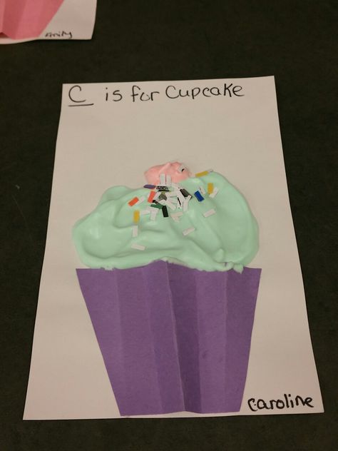 C Is For Cupcake Craft, C Is For Cupcake Preschool Craft, Letter C Preschool Activities, Letter C Activities For Preschool, C Is For Cupcake, Letter C Preschool, Letter Book, Disney Classroom, K Crafts