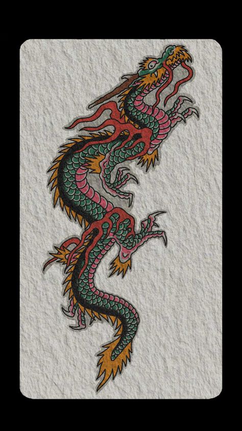 Old School Dragon Tattoo, Traditional Tattoo Reference, Traditional Japanese Dragon, Japanese Dragon Tattoo, Dinosaur Tattoos, Moth Tattoo, Traditional Japanese Tattoos, Old School Tattoo Designs, Traditional Ink