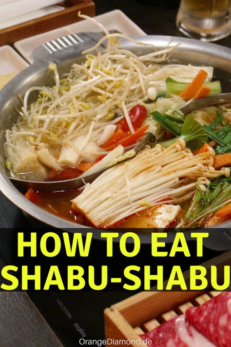 You don't know how to eat SHABU-SHABU? Here is a guide to the delicius Japanese food.  Shabu-Shabu and Sukiyaki are both considered a type of hot pot with many vegatables and slices of beef! The best Shabu-Shabu restaurant in Ikebukuro - Tokyo. Discover Japnese culture and food in my German blog about Japan. #ikebukuro #restaurant #shabushabu #tokyo #nabezo #japan Shabu Shabu Recipe, Shabu Shabu, Travel Foodie, Drinking Around The World, Japan Travel Tips, Culinary Travel, Food Around The World, About Japan, Foodie Travel