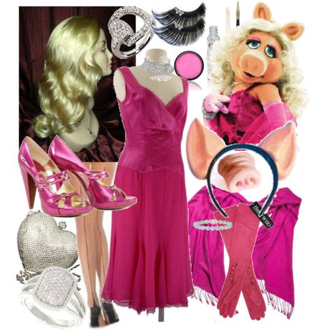 "Miss Piggy Costume" by vesperatom on Polyvore Muppets Disneybound, Miss Piggy Halloween Costume, Miss Piggy Costume, Piggy Costume, Movie Moodboard, Crazy Costumes, Duo Costumes, Trendy Halloween Costumes, Miss Piggy