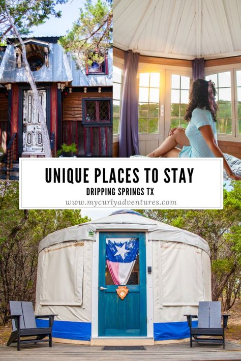 If you’re looking for something more luxurious, there are some places that will make you wonder if you’re even in the US. If you’re looking for something more budget friendly, you’re still able to get a one-of-a-kind experience! #texashillcountry #thingstodointhetexashillcountry #smalltowntexas #uniqueplacestostayintexas #glampingtexas #yurttexas #tinyhousetexas Yurt Glamping, Runaway Princess, Unique Accommodation, Homesick Texan, Dripping Springs Texas, Amazing Hotels, Bedroom Nook, Usa Destinations, Dripping Springs