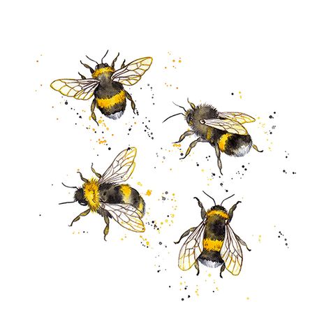 Bees Drawing Aesthetic, Honeybee Illustration, Bumblebee Illustration, Honeybee Tattoo, Bumblebee Tattoo, Bumblebee Drawing, Bumble Bee Illustration, Bee Watercolor, Bee Ideas