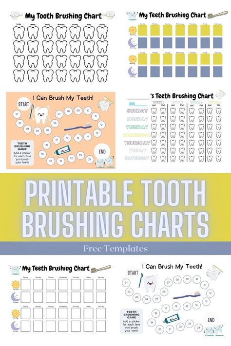 Printable Tooth Brushing Charts Teeth Brushing Chart Free Printable, Brush Your Teeth Activities For Kids, Toothbrush Chart, Teeth Brushing Chart, Tooth Template, Tooth Brushing Chart, Bedtime Routine Chart, Toddler Printables, Teeth Brushing