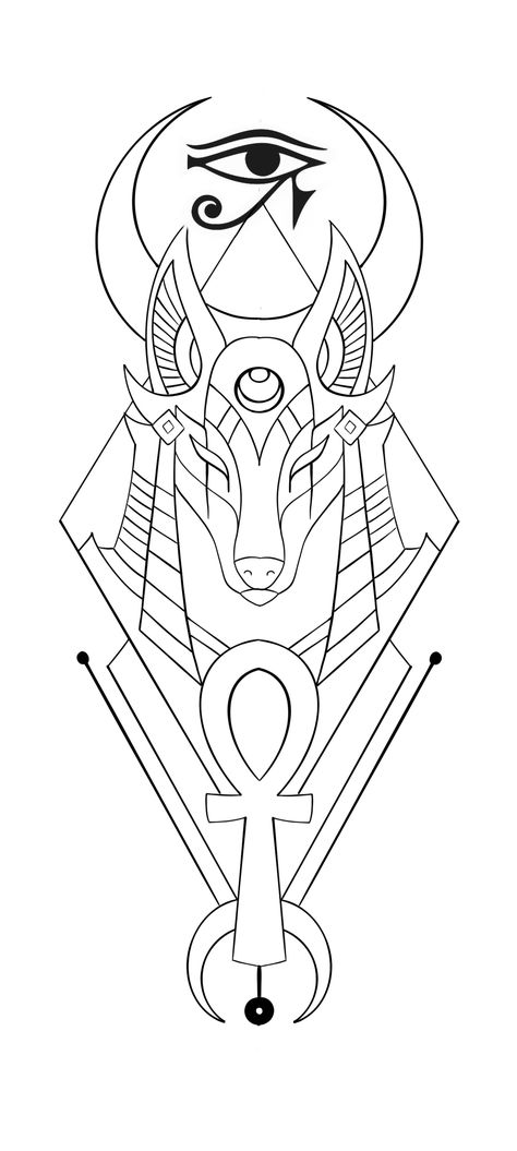 Egyptian Tattoo Sketch, Hasma Tattoo Drawing, Egyptian Pharaohs Drawing, Egyptian Tattoo Outline, Viking Tattoos Stencil, Egyptian Drawings Easy, Anubis Tattoo Stencil Outline, Geometric Egyptian Tattoo, Anubis Drawing Egyptian Art