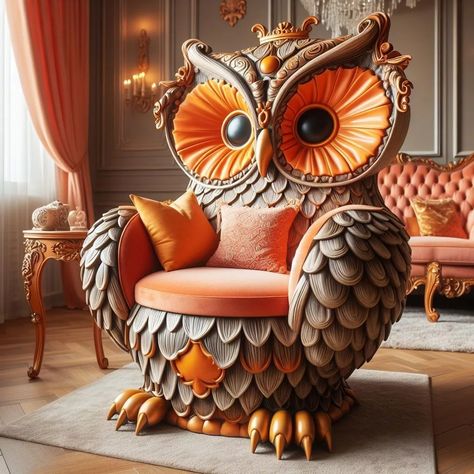 Living Room - Trending Art Works Owl Gift Ideas, Quirky Furniture, Whimsical Furniture, Quirky Decor, Cozy Chair, Owl Gifts, Living Room Trends, Trending Art, Wooden Design