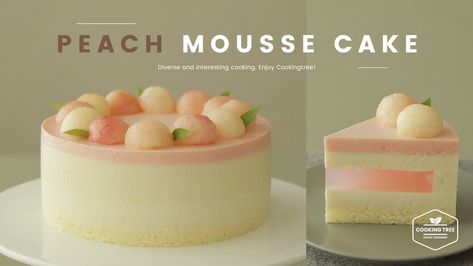 Peach Mousse, Aesthetic Peach, Cooking Tree, Mousse Cake Recipe, Birthday Aesthetic, Peach Cake, Mouse Cake, Flavored Drinks, Mousse Cake