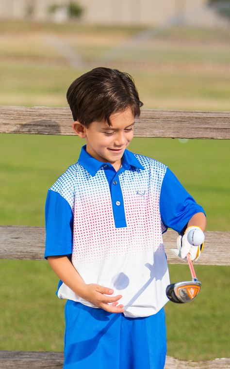 Cute Puma Boys Golf Outfit! Boys Golf, Kids Golf, Golf Attire, Golf Fashion, White Boys, Knitted Tshirt, Golf Outfit, Short Sleeve Polo, Royce