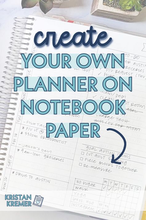 Learn how to make simple and customizable planner layouts to design your own perfect planner. Download the free printable guide and watch the video for more details! Diy Daily Planner Notebook Ideas, Notebook Planner Ideas Layout, Functional Planner Layout, Small Planner Ideas, Weekly Planning Ideas, How To Make A Planner Out Of A Notebook, Planner Dividers Printable Free, Happy Planner Layout Free Printables, Planner Cover Design Free Printable