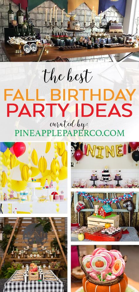 Fall Birthday Party Ideas curated by Pineapple Paper Co. Plan a fabulous fall party with these fall party themes! #fallbirthday #birthdaypartyideas #birthdaypartythemes #1stbirthdayideas #1stbirthdaytheme Fall Birthday Themes, October Birthday Themes, Fall Birthday Party Ideas, November Birthday Party, Pumpkin Patch Birthday Party, Unique Birthday Party Themes, October Birthday Parties, 1st Birthday Boy Themes, Classroom Designs