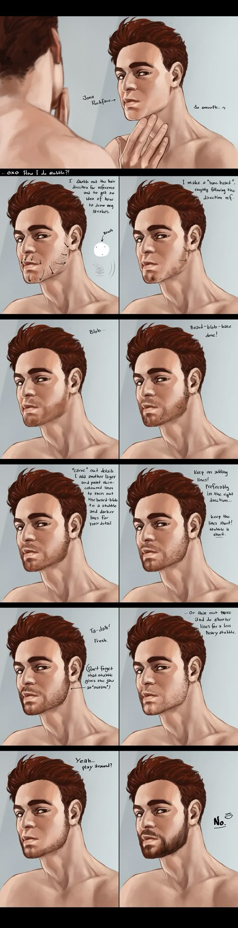 130722 How you do stubble?! (tutorial-ish) by Uzlo on deviantART Beard Cartoon, Beard Drawing, Beard Art, Portrait Tutorial, Beard Colour, Art Help, Drawing Heads, Digital Portrait Art, Digital Painting Tutorials