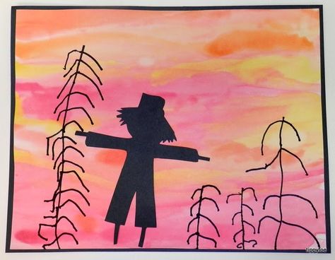 The Scarecrows Wedding, Scarecrow Crafts, Crafts Fall, Fall Art Projects, 3rd Grade Art, Fall Preschool, Elementary Art Projects, Homeschool Art, Kindergarten Art