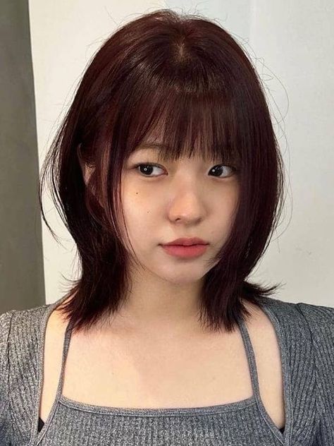 Short Mahogany Brown Hair, Mahogany Hair Color Short, Unstyled Layered Hair Short, Autumn Hairstyles Short, Short Layered Haircut With Bangs, Short Hair Korean Style Layer, Side Bang Short Hair, Short Brown Hair Color Ideas, Red Short Hair With Bangs