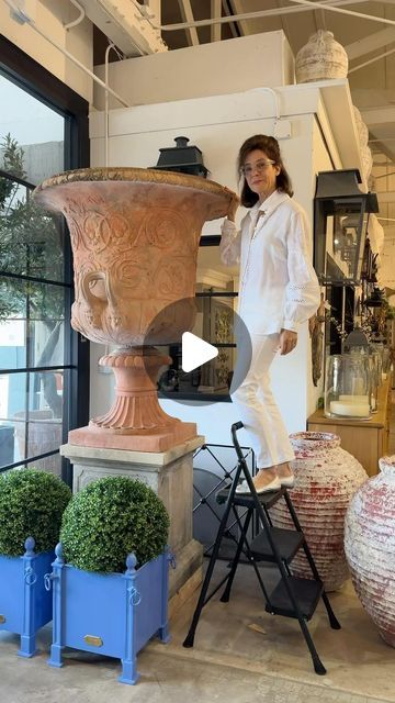 Authentic Provence on Instagram: "A grand and elegant pair of garden urns made of the beautifully and finely worked French terra cotta clay. Circa 20th century, France.   ____ #authenticprovence #antiquedealersofintagram #frenchplanters #frenchcountrylife #frenchgarden #frenchempirestyle #frenchurns #terracottaurns #antiqueurns #palmbeach #gardenantiques #antiqueurns" French Garden Ideas Provence France, French Garden Ideas, French Courtyard, French Garden Design, Terra Cotta Clay, Garden Urns, French Empire, Backyard Garden Design, French Garden