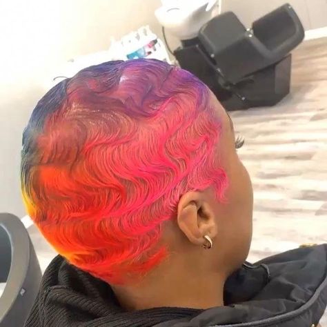 Finger Waves Short Hair, Finger Wave Hair, Shaved Hair Designs, Natural Hair Cuts, Natural Hair Short Cuts, Short Hair Black, Short Sassy Hair, Finger Waves, Dyed Natural Hair