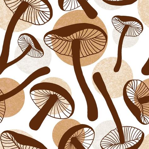 Monochrome Moments: Mushrooms & Polka Dots - 58 220 GSM 66/28/6 Bamboo Cotton Spandex Jersey $11.75/Half Yard Paper patterns #paperpatterns Paper patterns printable #paperpatternsprintable Paper patterns templates #paperpatternstemplates Paper patterns design 6.390 Mushroom Print Pattern, Mushroom Pattern Design, Mushroom Graphic Design, Mushroom Moodboard, Mushroom Branding, Mushroom Texture, Gourmet Mushrooms, Mushroom Patterns, Mushroom Prints