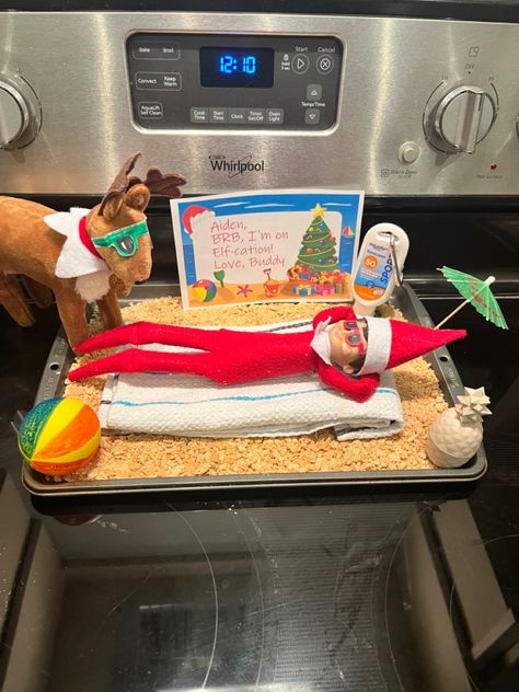 Gnome On The Shelf, Elf On A Shelf Vacation Ideas, Elf On The Shelf Peppermint Ideas, Elf On Shelf Beach Ideas, Elf Beach Ideas, Vacation Elf On The Shelf Ideas, Tropical Elf On The Shelf, Elf On The Shelf With Pez Dispenser, Elf On The Shelf Hammock