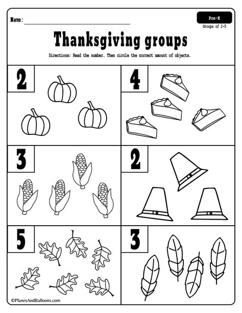 Look at these Thanksgiving math activities for PRESCHOOL! They make teaching about groups so fun. Use these Thanksgiving math worksheets for your holiday lesson plan at school or at home. These math worksheets are perfect for preschool math centers! #prek Thanksgiving Art For Prek, Thanksgiving Math For Kindergarten, Thanksgiving Number Activities Preschool, Thanksgiving Math Preschool, Thanksgiving Prek Activities, Thanksgiving Math Worksheets Free, Thanksgiving Worksheets Preschool, Thanksgiving Worksheets Kindergarten, Thanksgiving Prek