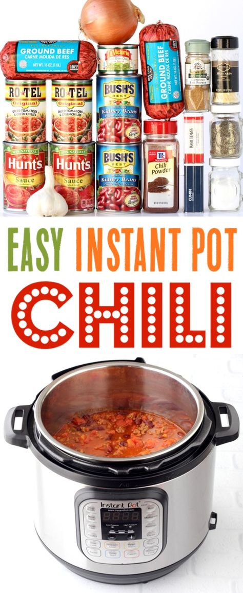 Best Instant Pot Chili Recipe Ever! {So Easy} - The Frugal Girls Can Chili Recipes Simple, 7 Can Chili Recipe, 7 Can Chili, Chili Recipe Ground Beef, Chili Recipe Instant Pot, Easy Instant Pot Chili, Chili Instant Pot, Instant Pot Chili Recipe, Recipe Ground Beef