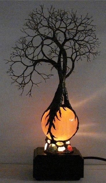 Orange Selenite, Wire Tree Of Life, Diy Lampe, Wire Trees, Wire Tree, Wire Art, Tree Art, Full Moon, Tree Of Life