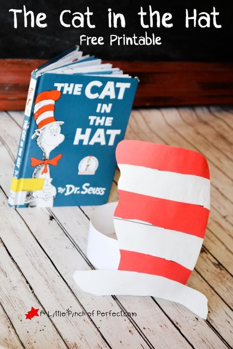 The Cat in the Hat: Free Pattern to make your own hat to wear and more Dr. Seuss inspired activities Cat In The Hat Printable, Dr Suess Hats, Cat In The Hat Craft, Dr Seuss Preschool Activities, Free Craft Templates, Dr Seuss Preschool, Hat Printable, Make Your Own Hat, Dr Seuss Hat