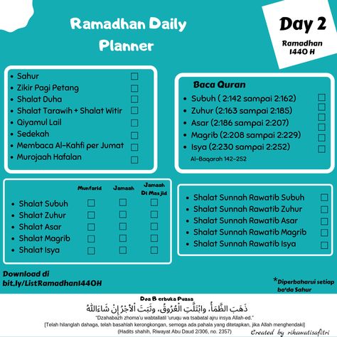 Ramadhan Daily Planner 1440 H Day 2 Quote Islam, Pray Quotes, Goals Planner, Self Care Activities, Prayer Quotes, Muslim Quotes, Ramadan Kareem, Daily Activities, Daily Planner