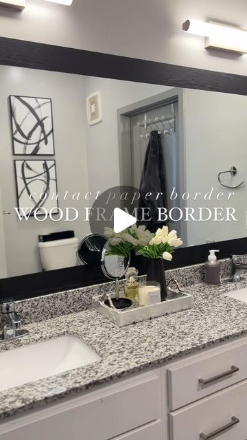 69K views · 8.5K likes | Alesha ♡ on Instagram: "Ms. Jack of all trades 😅 on a serious note everyone loved my bathroom so I did this mirror border in my second bath as well.   Comment “link” and I’ll send dm it to you!   Really quick project, renter friendly plus less than $10 you can’t beat that.   I did this mirror border in my second bathroom in less than 30 minutes. + filmed a step by step tutorial. Let me know if y’all want it & I’ll post it next.   *remember if you don’t follow me or have certain privacy settings you may not be able to see my messages. The direct link 🔗 can also be found in my bio   #diydecor #dıyproject #renterfriendly #homedecor #apartmentdecor #bathroomupdate #amazonmusthaves #amazonfinds" Bathroom Mirror Border Ideas Diy, Renter Friendly Bathroom Mirror Upgrade, Bathroom Mirror Border Ideas, Bathroom Mirror Border, Framing Bathroom Mirror, Mirror Border Diy, Mirror Border Ideas, Bathroom Mirror Frames, Framed Mirror Bathroom