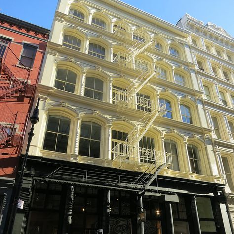 Discovering the Cast-Iron Buildings of SoHo with the Center for Architecture Foundation | Untapped Cities Iron Architecture, Cast Iron Architecture, Architecture Foundation, Fire Escape, The Signs, Apartment Building, Hidden Gems, Exterior Design, Soho