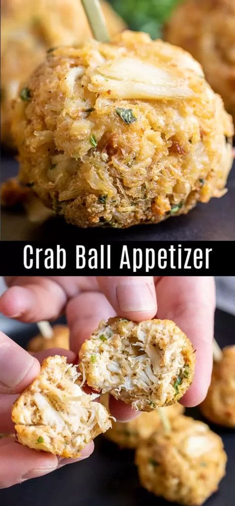 These quick and easy Crab Balls are an easy appetizer recipe that is perfect for holiday parties like Thanksgiving, Christmas, and New Year's Eve. These delicious homemade crab balls are made with lump crab meat and boxed stuffing mix for an easy seafood appetizer recipe that is ready in less than 20 minutes! #thanksgiving #christmas #newyearseve #appetizer #crab #seafood #homemadeinterest Crab Ball, Crab Balls Recipe, Boxed Stuffing, Crab Balls, Seafood Appetizers Easy, Yummy Appetizers Parties, Lump Crab Meat, Thanksgiving Appetizer Recipes, Lump Crab