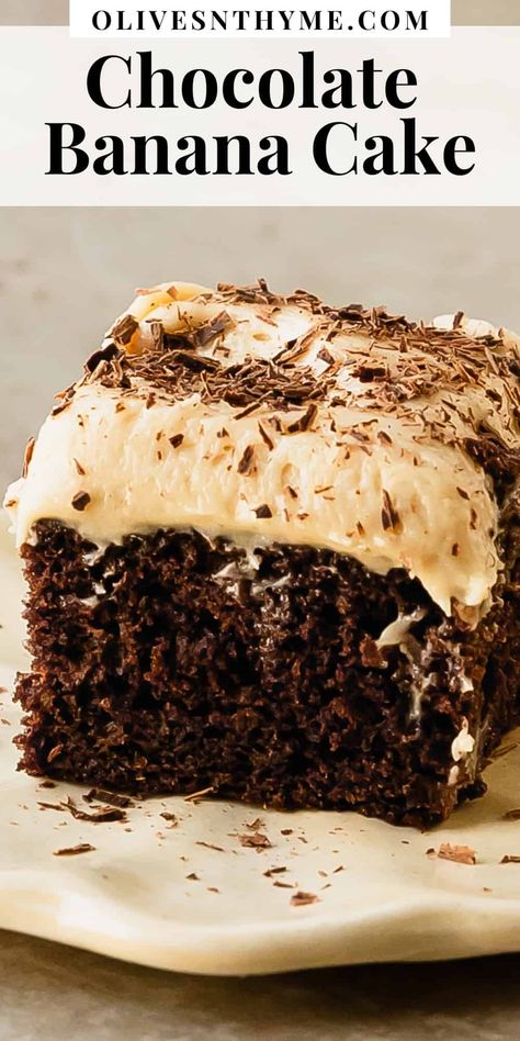 Banana Chocolate Dessert Recipes, Banana And Chocolate Cake Recipe, Banana Cake With Chocolate Icing, Banana Cake Peanut Butter Frosting, Chocolate Cake With Bananas, Moist Chocolate Banana Cake, Choc Banana Cake, One Bowl Banana Cake, Banana Cake For Two