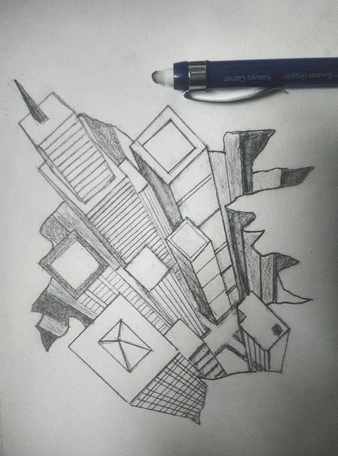 Sketch of Sky scrapers - by using Mechanical Pencil Sky Scrapers Drawing, World Sketch, Sky Scrapers, Architecture Sketches, Architectural Sketches, Mixed Art, Mechanical Pencil, Architecture Sketch, School Project