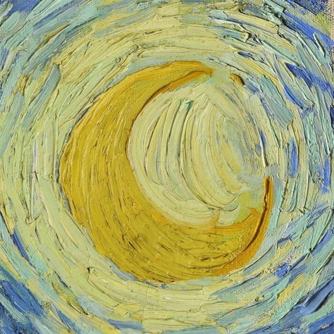 Starry Night (detail) by Vincent van Gogh | Lone Quixote | #VincentvanGogh #vangogh #PostImpressionism #art #painting #moon #stars Van Gogh, Starry Night, Van, Yellow, Blue, White