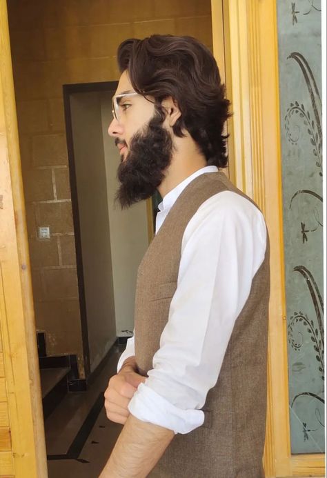 Muslim Long beard and Long hair style Islamic Hairstyle For Men, Sunnah Hairstyle Men, Halal Haircuts For Men, Beard And Long Hair, Boys Beard Style, Styles Man, Muslim Beard, Long Hair Style, Beard Styles Short